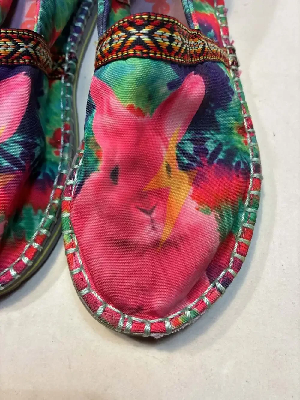 Tigerbear Republik Tie-Dye Bowie Bunny Canvas Slip-On Espadrilles